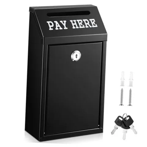 Metal Money Cash Box,,10.2 X 5.7 X 2.8 Inch | Wall 10.2 x 5.7 x 2.8 Inch Black