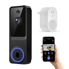 1080P Wireless Home Security Doorbell Camera with Receiver, AI Human Detectio...