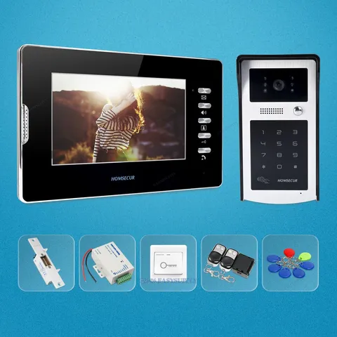 7" Wired Video Door Intercom System Electric Lock Supported for Home Security