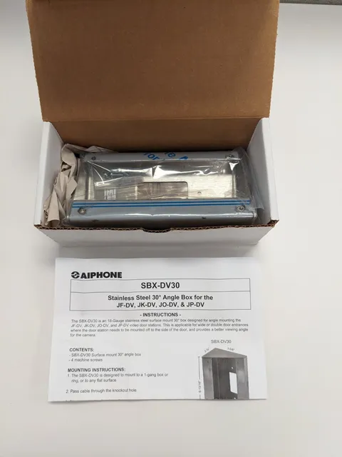 NEW - AiPhone SBX-DV30 Stainless Steel Surface Mount 30 Degree Angle Box