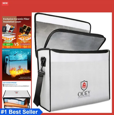 Fireproof Document Bag Lockable Zipper 2000F Thermal Insulated Waterproof Home
