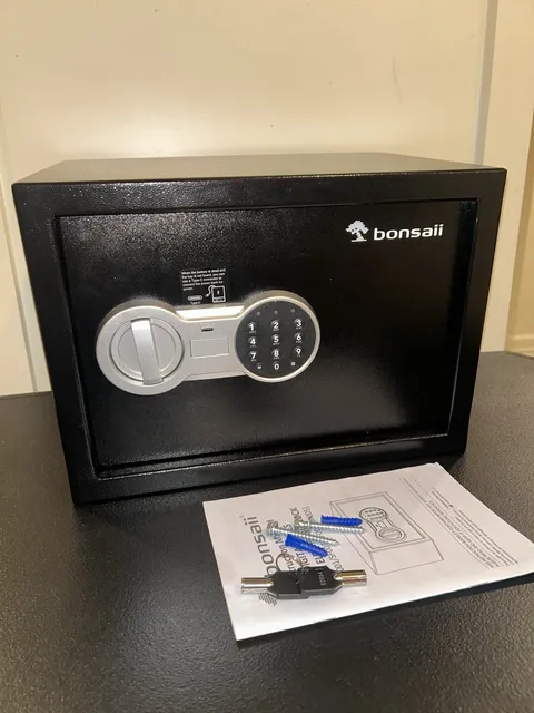 Bonsaii Safe Box With Electronic Keypad, Steel Security Lock Box With 2 Keys
