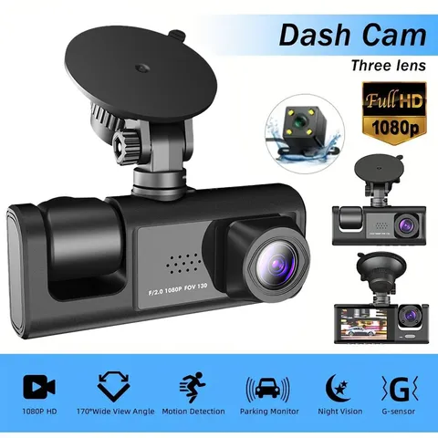 3 lenses Camara De Seguridad Dash Cam Para Carro Auto Delantero/Trasero/Interior