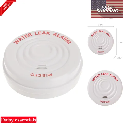 Reusable Water Leak Alarm White Battery Powered Contact Sensor Home Safety