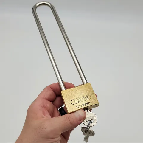 Abus 85/50 Padlock 8"L x 5/16" D Shackle 1-7/8" Solid Brass Body Keyed Alike