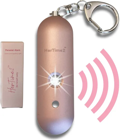 Women's Personal Safety Alarm - Waterproof Keychain with Strobe Light, Rose Gold