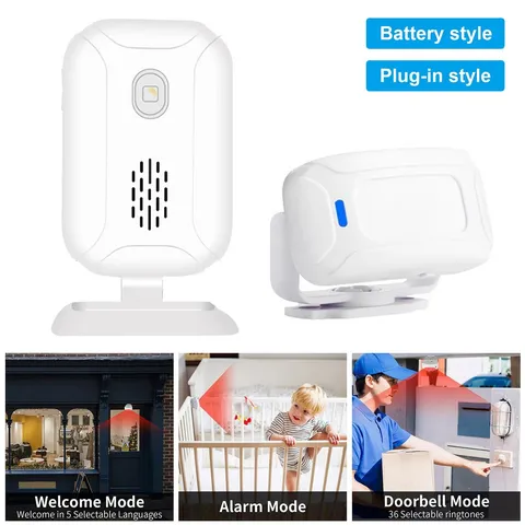 Wireless PIR Motion Sensor Infrared Detector Alarm Welcome Shop Entry Chime Bell