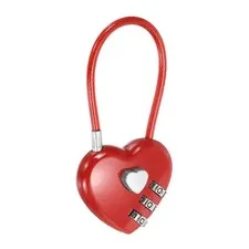 Combination Padlock (4.3 Inch, Red), 3-Digit Heart Shaped Combo Padlock