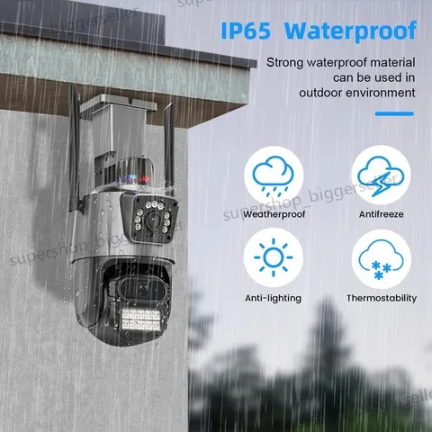 Dual Lens 4K WiFi Security Camera 8X Zoom Outdoor Home Night Vision CCTV PTZ