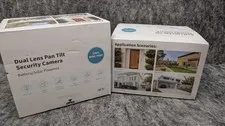 2 x Dual Lens Solar Security Cameras Wireless Outdoor 2K Full HD Video 360° View