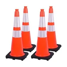 Fluorescent Orange PVC Traffic Cones, Heavy-Duty Black Base Garage Parking Lo...