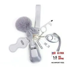 Safety Keychain Set for Women, Safety Keychain Set with Personal Alarm, Silver