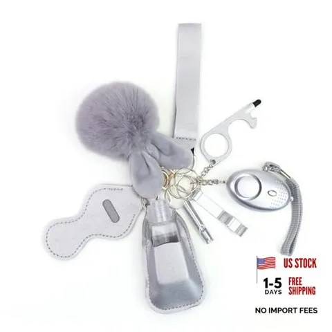 Safety Keychain Set for Women, Safety Keychain Set with Personal Alarm, Silver