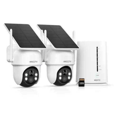 ARCCTV Outdoor Solar Security Camera System 4MP Wireless 5Ghz Wifi Home 2Cam Kit