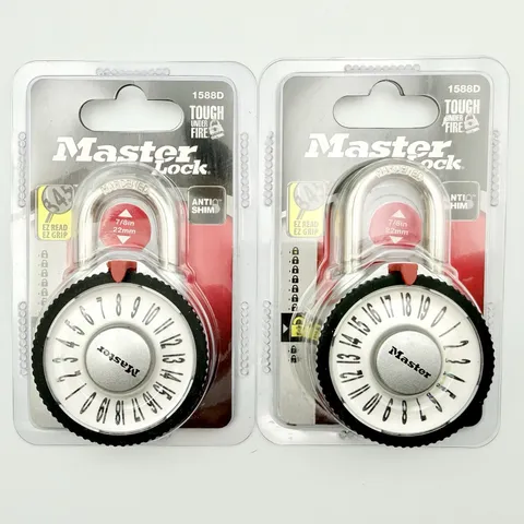 Master Lock 1588D EZ Read EZ Grip Combination Lock Padlock SET of 2 NEW