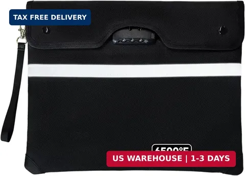 Upgraded 6500°F Fireproof Document Bag with Lock, Waterproof 9-Layer Heat Insula