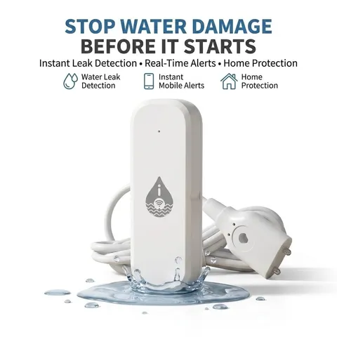 WiFi Water Leak Sensor Flood Detector Alarm Smart Home Water Leakage Alert Syste