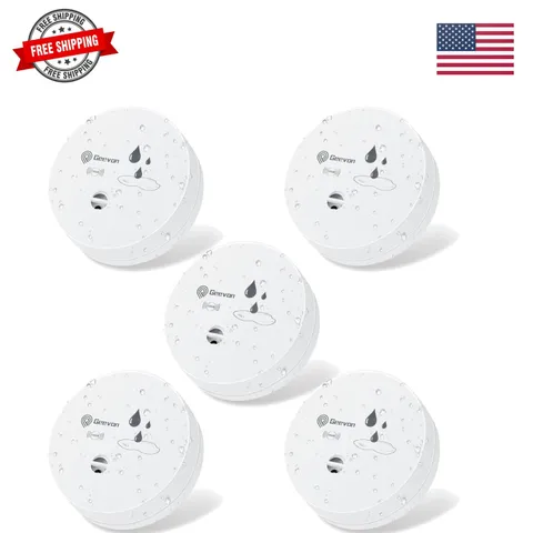 5 Pack Water Leak Detectors,100dB Sensor Alarms for Home | Flood Leak Detecto...