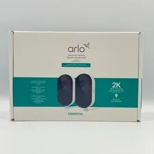 Arlo Essential 2K Outdoor Motion Detection Alert Security Camera System 2-Pack