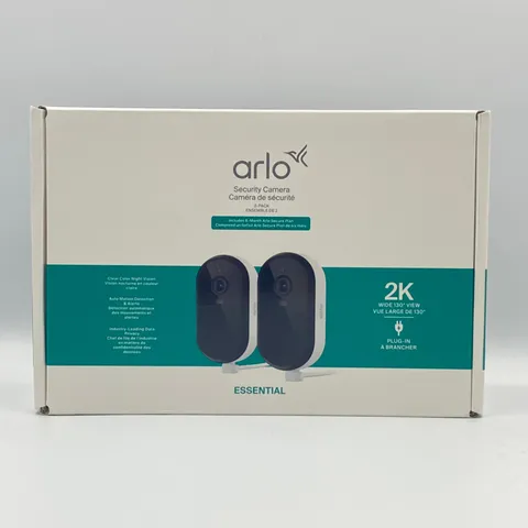 Arlo Essential 2K Outdoor Motion Detection Alert Security Camera System 2-Pack