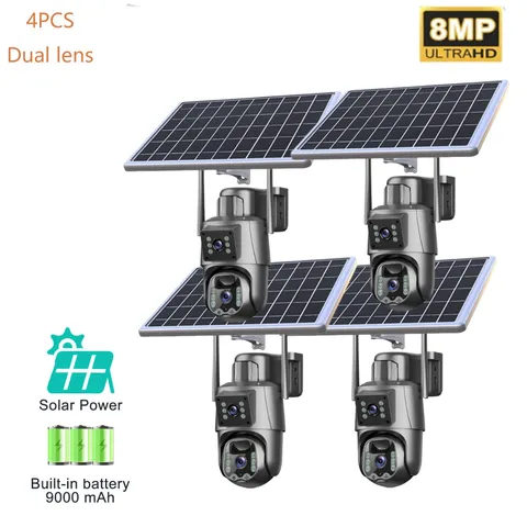 4MP Solar Battery Powered Wireless WiFi Outdoor Home Security Camera 2-Way Audio