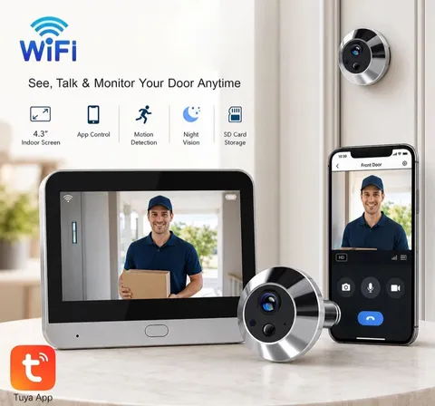 WiFi Smart Door Viewer 5MP Peephole Camera 4.3" Display Motion Detection