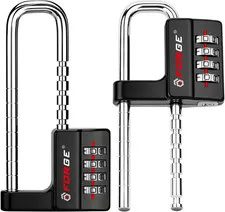 Combination Lock, Black, 2 Locks | 4-Digit Heavy Duty, Adjustable Long Shackle 1