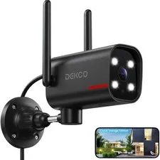 DEKCO Wired 2K Outdoor Security Camera 180 Pan 270 Coverage