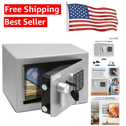 Alloy Steel Small Safe 9.1 x 6.7'' - Portable Lockbox with Electronic Access