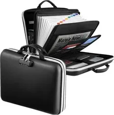  5200℉ Fireproof File Organizer with Combination Lock, Hard Shell Multi-pocket 