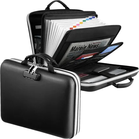  5200℉ Fireproof File Organizer with Combination Lock, Hard Shell Multi-pocket 