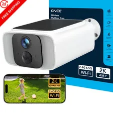 GNCC Solar Security Camera Wireless Outdoor 2K, 2.4GHz & 5GHz 1-pack, white