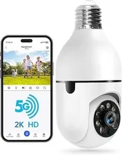 5G WiFi Light Bulb Camera, 2.4GHz & 5G 1080P E27 Light Bulb Home Security Camera