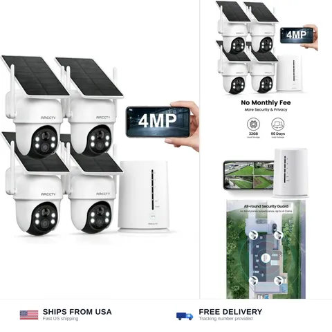 ARCCTV Solar Security Cameras Wireless Outdoor, 4-Cam Home Security System | ...