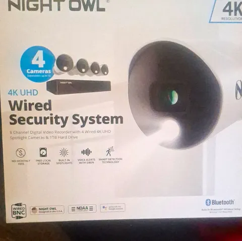 Night Owl 4K UHD Wired 8CH DVR Security System 4 Cameras 1TB Bluetooth