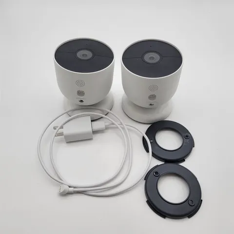 Google Nest Cam Indoor/Outdoor Surveillance Camera, Snow, Pack of 2