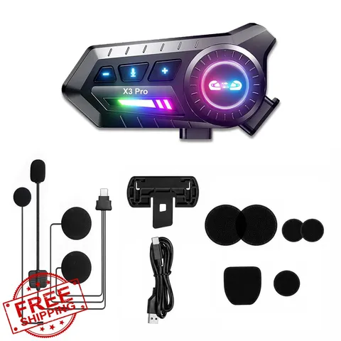 PUSABIYOU Motorcycle Bluetooth Headset Mic Intercom 1 Set