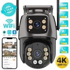 4K 8MP HD WiFi PTZ Outdoor Security Camera Dual Lens AI Auto Tracking CCTV iCSee