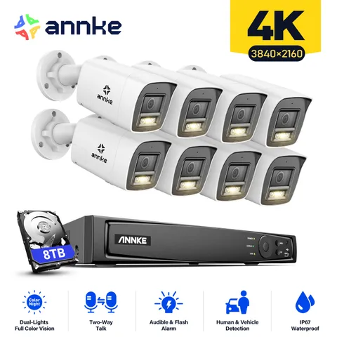ANNKE 4K POE Security IP Camera System Color Night 12MP 8CH NVR Two Way Audio AI