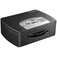 Black Portable Steel Safe Box with Digital Lock, 0.21 cu ft