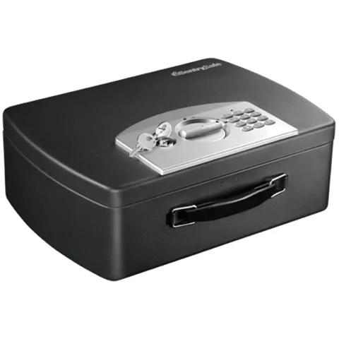 Black Portable Steel Safe Box with Digital Lock, 0.21 cu ft