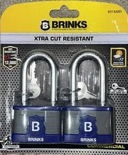 ✨2-pk✨BRINKS💥12000lbs-Cut-Resistant💥Boron-Steel 2”-Shackle Padlock 677-52201