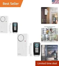 Easy Install Remote Door Alarm System - 105dB Chimes - 2-Pack Security Sensors