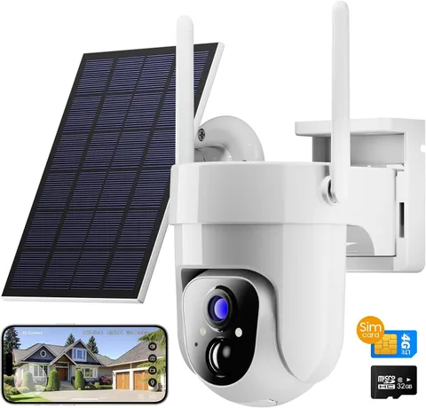 4G LTE Cellular Security Smart Camera No Wifi 360°View 2K HD Cameras Outdoor Sol