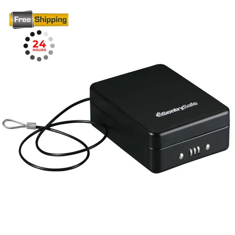 SentrySafe Small Safe, Black Lock Box with Combination 0.05 Cubic Feet,