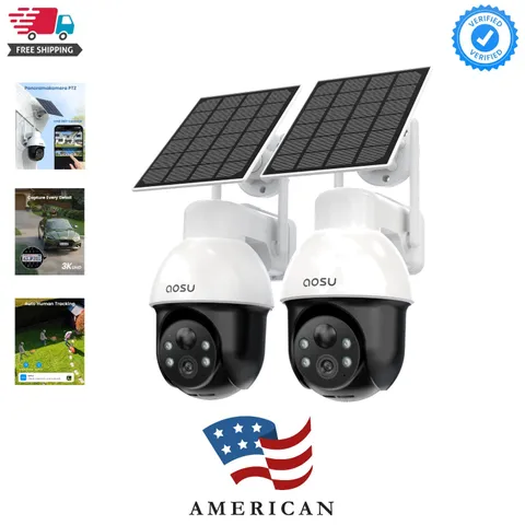3K/5MP Solar Security Cameras System Wireless Outdoor, Battery Powered WiFi C...