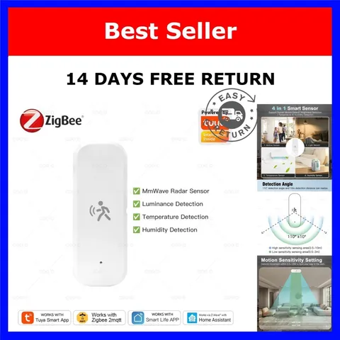 Zigbee MmWave Radar Motion Sensor Tuya Human Detector Temperature Humidity