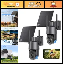 4G LTE Solar Powered Security Camera - 24/7 Recording, 4MP, Wireless Surveillanc