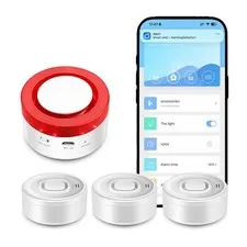 Water Leak Detector WiFi Kit 1+3 Sensors, 100dB 1.5 x 1 x 1 inches, White