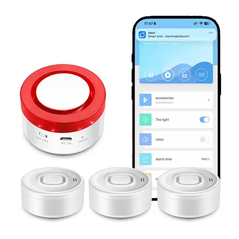 Water Leak Detector WiFi Kit 1+3 Sensors, 100dB 1.5 x 1 x 1 inches, White